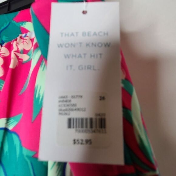 26W Skirted Swim Brief Power Mesh Side Slit Red - Picture 9 of 9